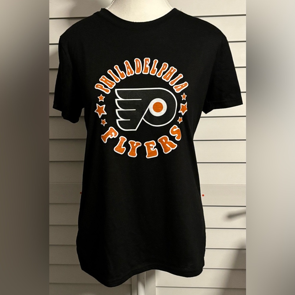Philadelphia Flyers Women's Shirt Size Large NHL Hockey Black Tee Sports Workout